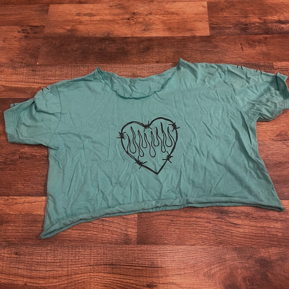 Teal Heart Graphic Women's Top